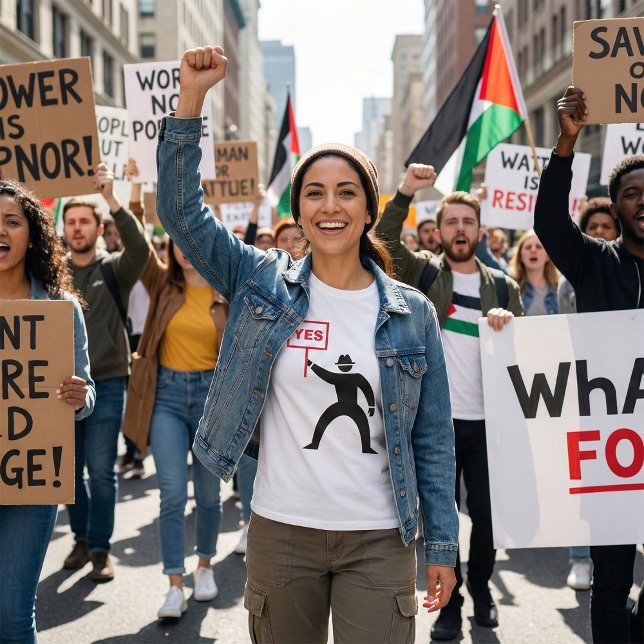 Protest med fet Ja-tecken, minimalistisk Stick fig T Shirt (Skapare uppladdad)