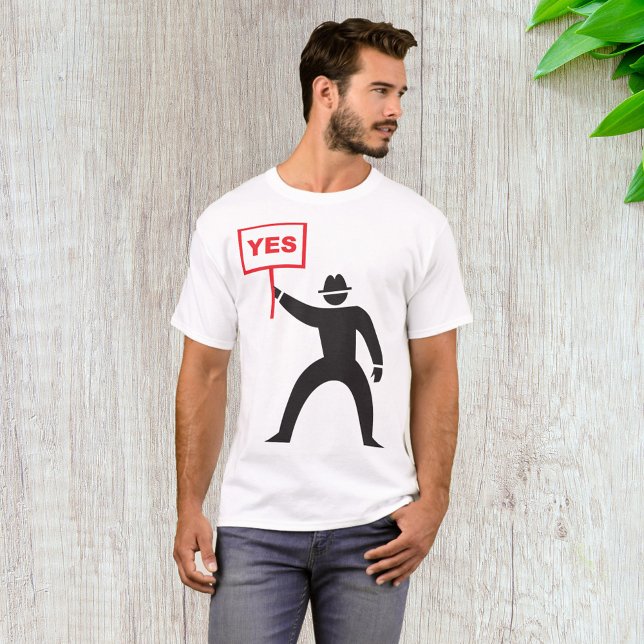 Protest med fet Ja-tecken, minimalistisk Stick fig T Shirt (Skapare uppladdad)