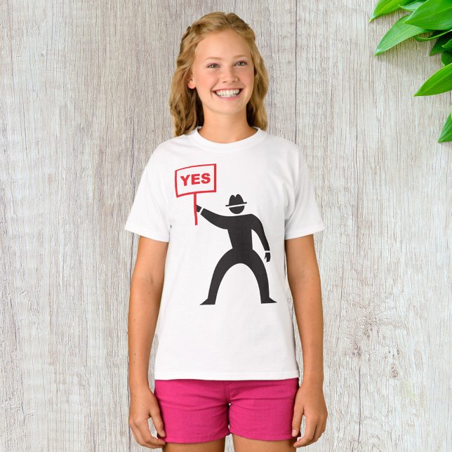 Protest med fet Ja-tecken, minimalistisk Stick fig T Shirt (Skapare uppladdad)
