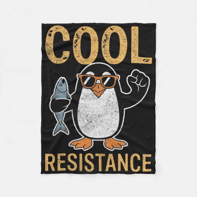 Protestant om Coola Resistens Penguin Tariffs Fleecefilt (Framsidan)
