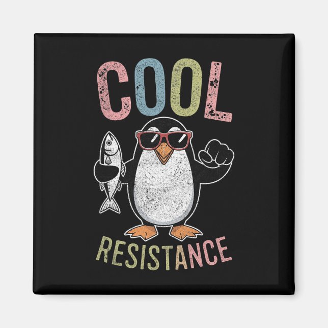 Protestant om Coola Resistens Penguin Tariffs Magnet (Framsidan)