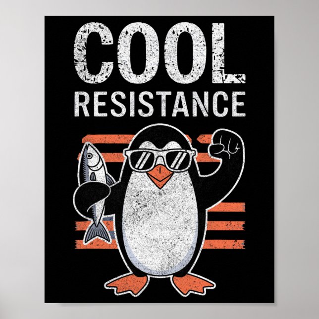Protestant om Coola Resistens Penguin Tariffs Poster (Framsidan)