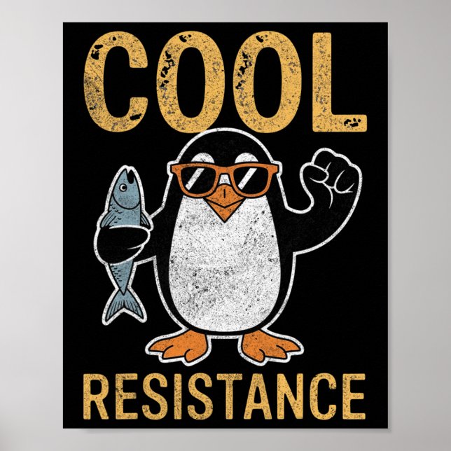 Protestant om Coola Resistens Penguin Tariffs Poster (Framsidan)