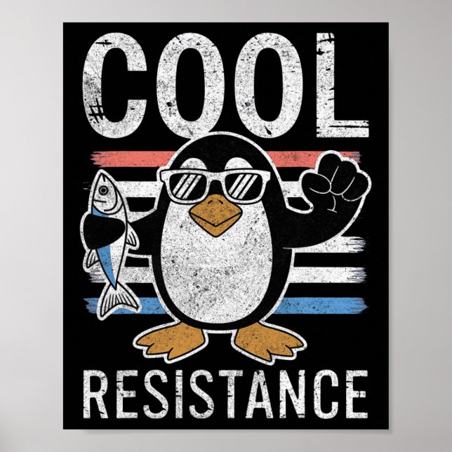 Protestant om Coola Resistens Penguin Tariffs Poster (Framsidan)