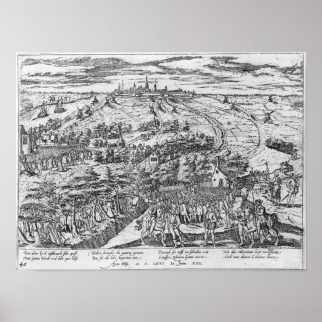 Protestanter som träffas öppet kring Antwerpen Poster (Framsidan)