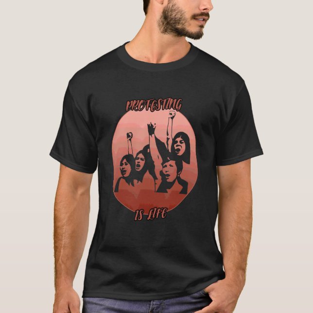 Protestera skugga i en röd cirkel t shirt (Framsida)