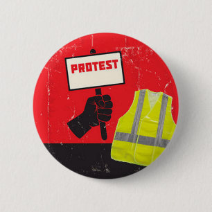 Protesttecken med gult väst knapp