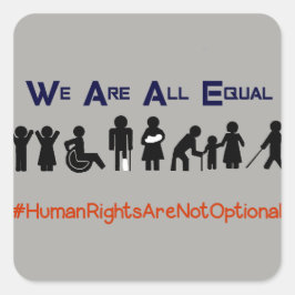 Protetikett för lika möjligheter för Höger Fyrkantigt Klistermärke