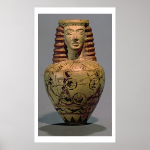 Proto-Corinthian aryballos med mänskligt huvud, de Poster