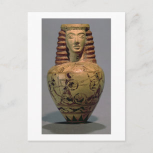 Proto-Corinthian aryballos med mänskligt huvud, de Vykort