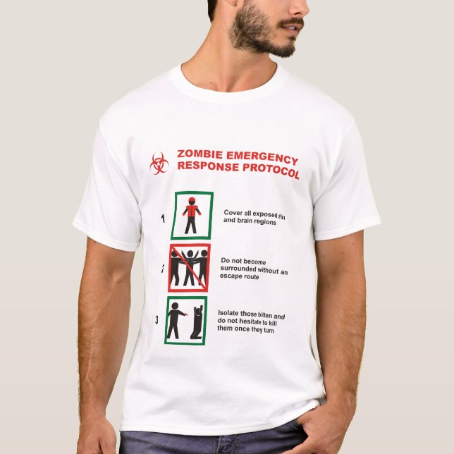 Protokoll för nöd- svar för Zombie T-shirt (Framsida)