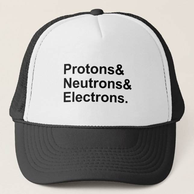 Protoner Neutroner Elektroner | 3 delar av en atom Keps (Framsida)
