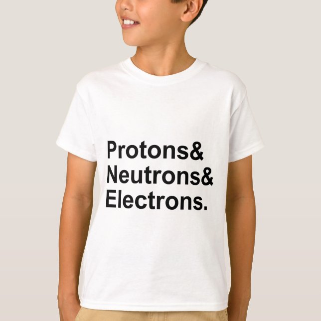 Protoner Neutroner Elektroner | 3 delar av en atom Tee (Framsida)