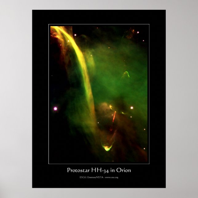 Protostar HH34 nära Orion - rymden astronomi Poster (Framsidan)