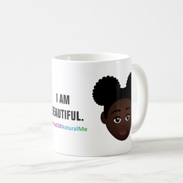 #Proud2BNaturalMe "I ÄR BEAUTIFUL"-komplexion Kaffemugg (Framsida höger)