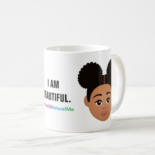#Proud2BNaturalMe "I ÄR BEAUTIFUL"-komplexion Kaffemugg (Framsida höger)
