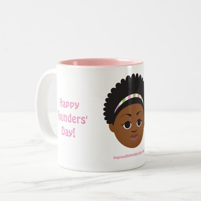 #Proud2BNaturalMe Sorority Gifts #FoundersDay Två-Tonad Mugg (Framsida vänster)