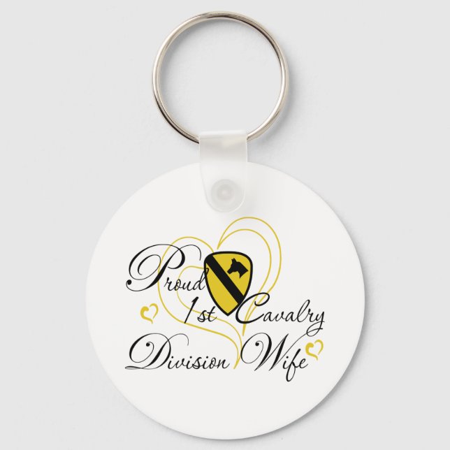 Proud 1st Cavalry Makfe Heart Nyckelring (Framsida)