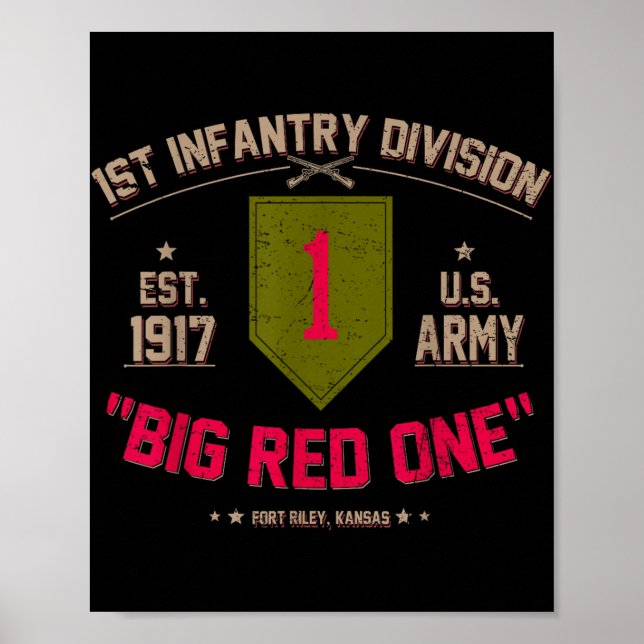 Proud 1st Infantry Division Us Veteran Big 1 Red O Poster (Framsidan)