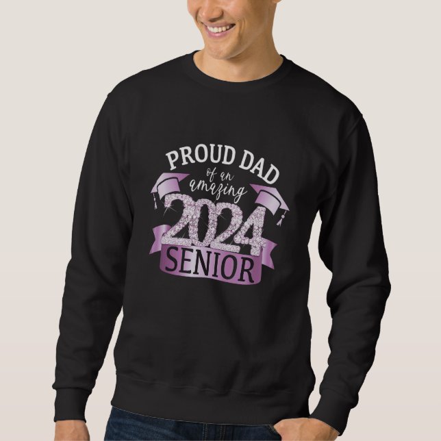 Proud 2024 Senior Dad I Elegant Purple Celebration Lång Ärmad Tröja (Framsida)