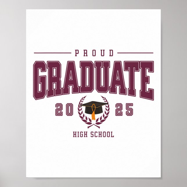 Proud 2025 Student High School Studenten Varsity Poster (Framsidan)