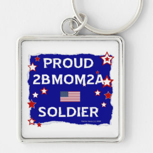 Proud 2B MAMMA 2A Soldat Fyrkantig Silverfärgad Nyckelring