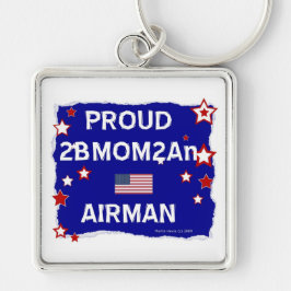 Proud 2B Mamma 2An Airman Fyrkantig Silverfärgad Nyckelring