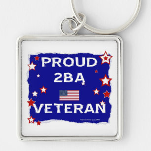 Proud 2BA Veteran Fyrkantig Silverfärgad Nyckelring