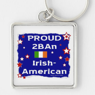 Proud 2BAn Irish-American Fyrkantig Silverfärgad Nyckelring