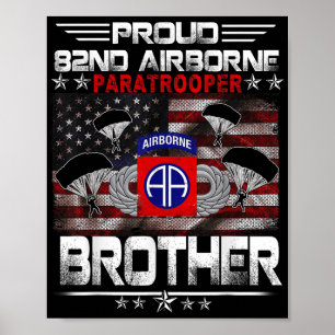Proud 82:a Airborne Paratrooper Brother US Flagga Poster