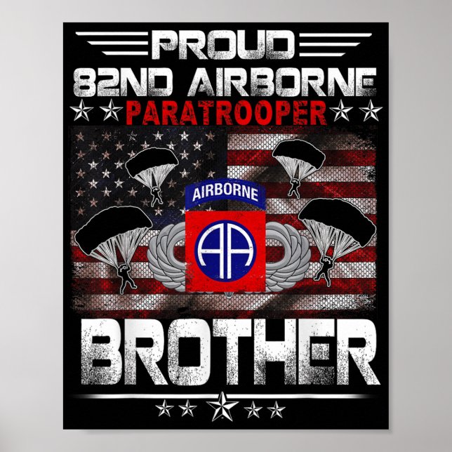 Proud 82:a Airborne Paratrooper Brother US Flagga  Poster (Framsidan)