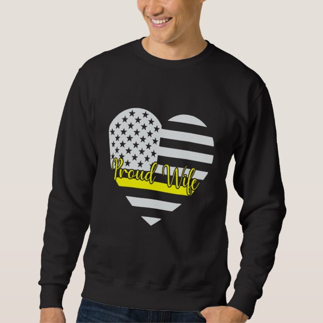 Proud 911 Dispatcher Maka American Distress Flagga Lång Ärmad Tröja (Framsida)