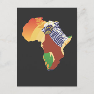 Proud African Woman Silhouette Afrika Continent Vykort