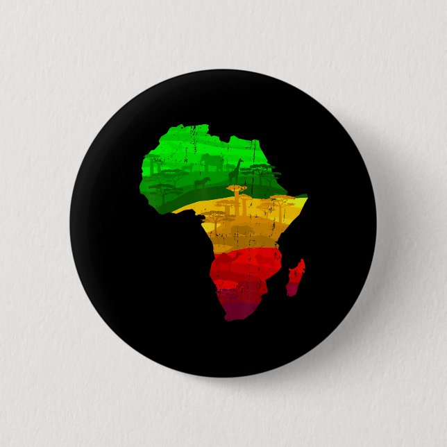 Proud Afrika Karta Grönt Gult Red African Pride Ju Knapp (Framsida)
