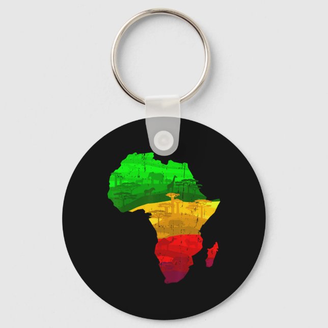 Proud Afrika Karta Grönt Gult Red African Pride Ju Nyckelring (Framsida)