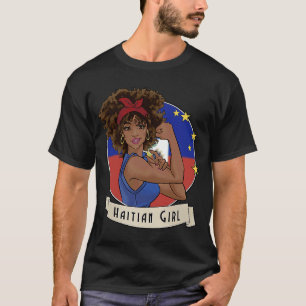 Proud Afro Haitian Haitian Girl Haiti Flagga Herit T Shirt