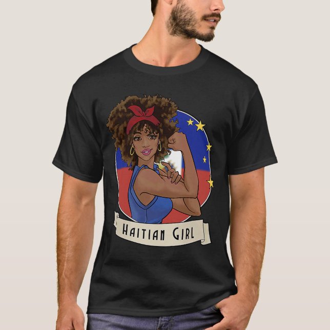 Proud Afro Haitian Haitian Girl Haiti Flagga Herit T Shirt (Framsida)