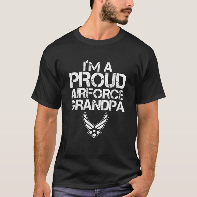 Proud Airforce Grandpa Grandfather Veteran Dag 4 T Shirt (Framsida)