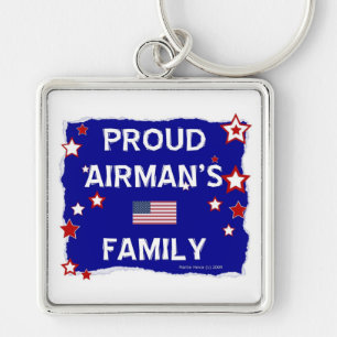 Proud Airmans familj Fyrkantig Silverfärgad Nyckelring
