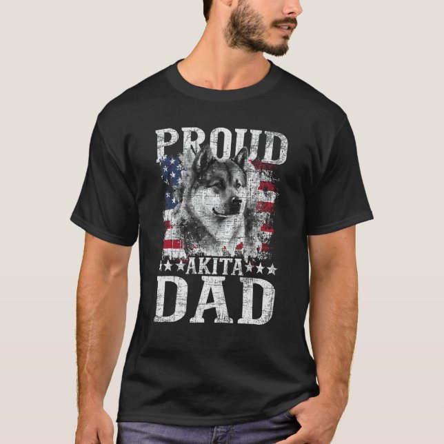 Proud Akita Pappa - Patriotic Fars dag Hund Do T Shirt (Framsida)
