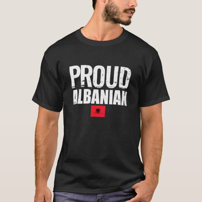 Proud Albanian Flagga Proud Albanian T Shirt (Framsida)