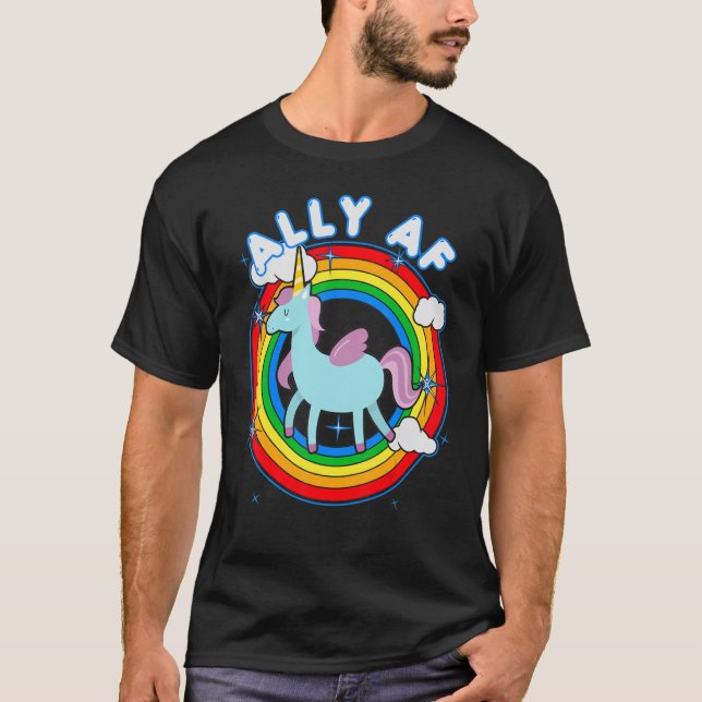 Proud Ally Af Gay pride Allies Rainbow Pride Flagg T Shirt (Framsida)