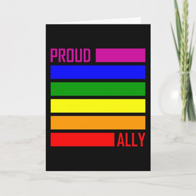 PROUD ALLY FLAGGA LGBT Pride Month LGBTQ Rainbow Kort (Framsida)