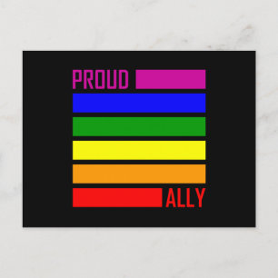 PROUD ALLY FLAGGA LGBT Pride Month LGBTQ Rainbow Vykort