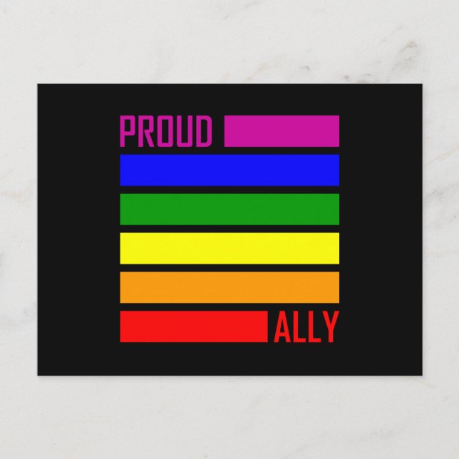 PROUD ALLY FLAGGA LGBT Pride Month LGBTQ Rainbow Vykort (Framsida)