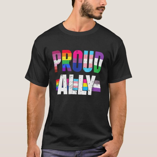 Proud Ally  For Gay Pride Month Transgender Flag D T Shirt (Framsida)