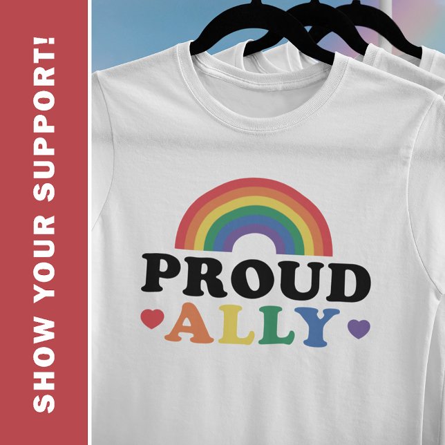 Proud Ally Gay rights Supporter, Unisex White T Shirt (Skapare uppladdad)