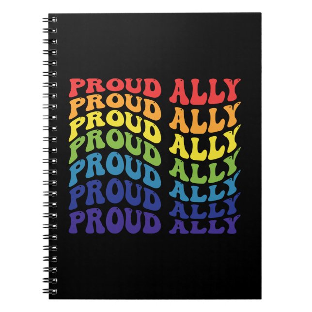 Proud Ally | HBT-TQ | GAY PRIDE | Regnbåge Anteckningsbok (Framsidan)