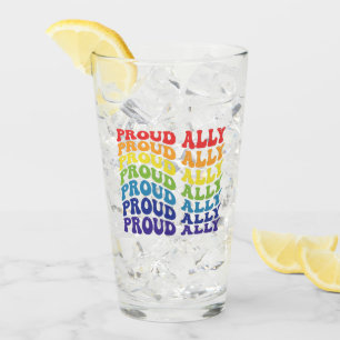 Proud Ally HBT-TQ GAY PRIDE Regnbåge Glaskopp