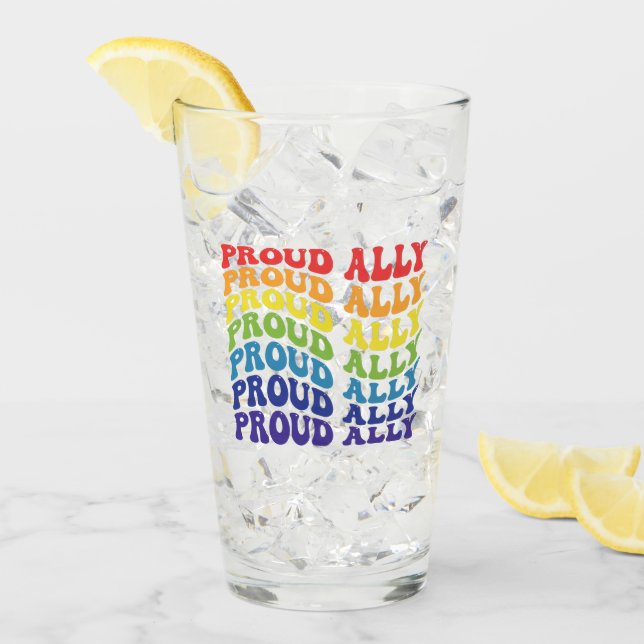 Proud Ally | HBT-TQ | GAY PRIDE | Regnbåge Glaskopp (Framsida Ice)